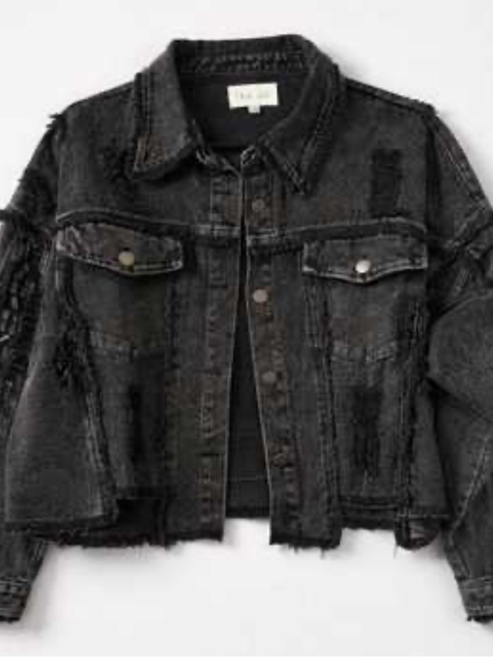 Oli & Hali Black Distressed Cropped Denim Jacket